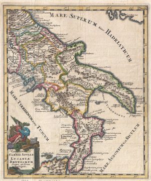 1729 Clüver Map of Southern Italy in Antiquity
