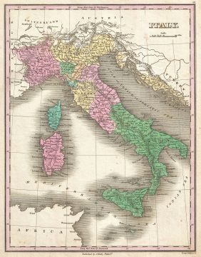 1827 Finley Map of Italy