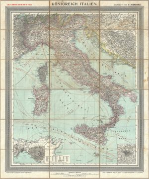 1890 Carl Flemming Pocket Map of Italy