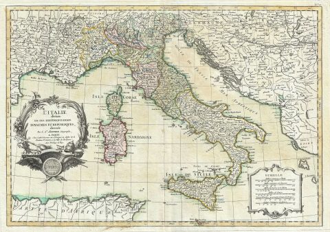 1762 Janvier Map of Italy
