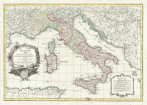 1783 Janvier Map of Italy
