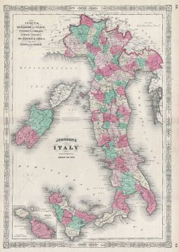 1866 Johnson Map of Italy