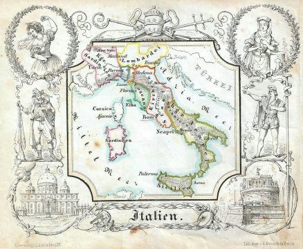1846 Lowenberg Whimsical Map of Italy