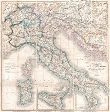 1859 Smith Folding Case Map of Italy and Switzerland