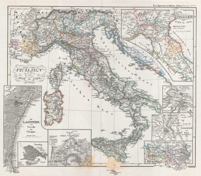 1854 Spruner Map of Italy from 1450 to 1792