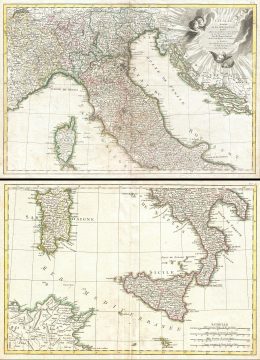 1770 Rizzi Zannoni Two Part Map of  Italy