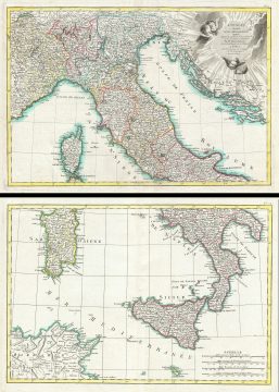 1783 Rizzi-Zannoni Map of  Italy (2 parts)
