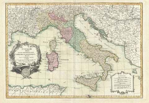 1762 Janvier Map of Italy
