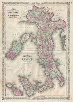 1866 Johnson Map of Italy