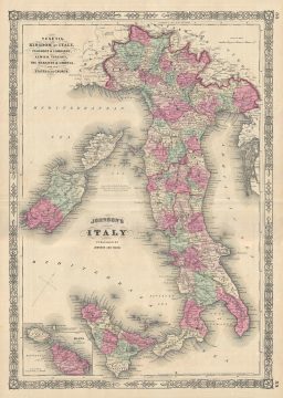 1866 Johnsons Map of Italy