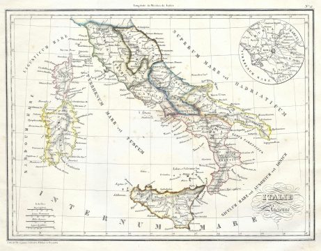 1837 Malte-Brun Map of Italy in Ancient Roman Times