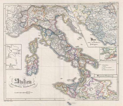 1854 Spruner Map of Italy and its Church Divisions