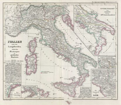 1854 Spruner Map of Italy under the Lombards