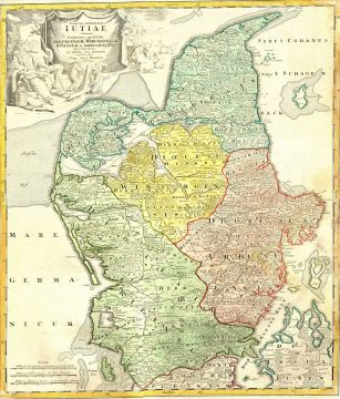 1710 Homann Map of Denmark 'Iutiae'