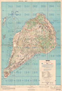 1944 U.S. Navy Map of Iwo Jima with Manuscript Notations