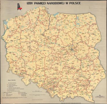 1977 Polish Map of Chambers of National Remembrance (Izby Pamięci Narodowej) in Poland