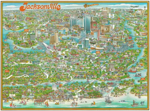 1979 Archar Pictorial Map of Jacksonville, Florida