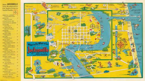 1939 Zink Pictorial Tourist Map of Jacksonville, Florida, and Environs