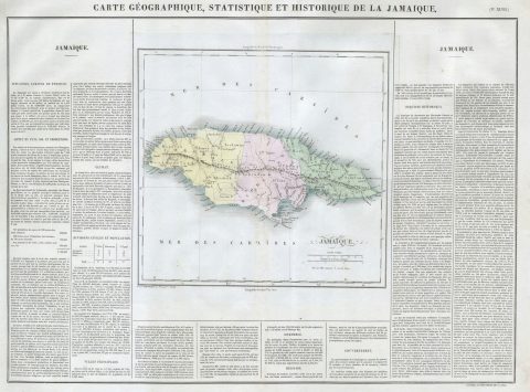 1825 Carez Map of Jamaica ( West Indies )