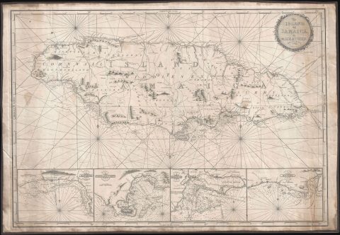 1832 Heather and Norie Blueback Chart or Map of Jamaica