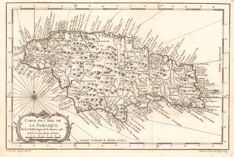 1758 Bellin Map of Jamaica