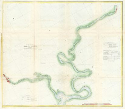 1855 U. S. Coast Survey Map or Chart of the James River, Virginia