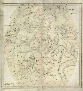 1835 Burritt / Huntington Map of the Constellations or Stars in January, February, and March
