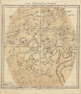1856 Burritt - Huntington Map of the Constellations in January, February, and March