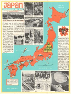 1970 Civic Education Service Wall Map of Japan