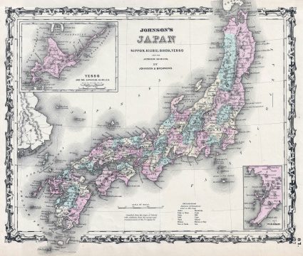 1861 Johnson Map of Japan (Nippon, Kiusiu, Sikok, Yesso and the Japanese Kuriles)