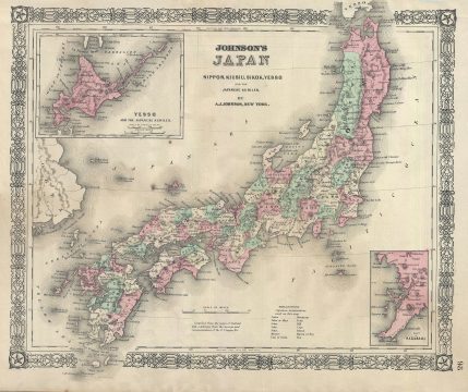 1866 Johnson Map of Japan (Nippon, Kiusiu, Sikok, Yesso and the Japanese Kuriles)