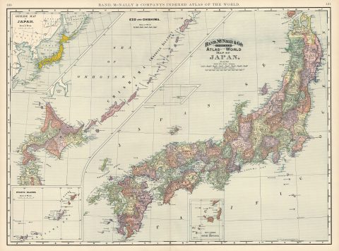 1892 Rand McNally Map of Japan