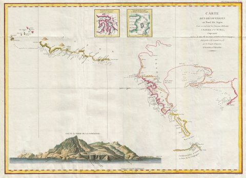 1787 Perouse Map of Northern Japan, Hokkaido, and the Kuril Islands