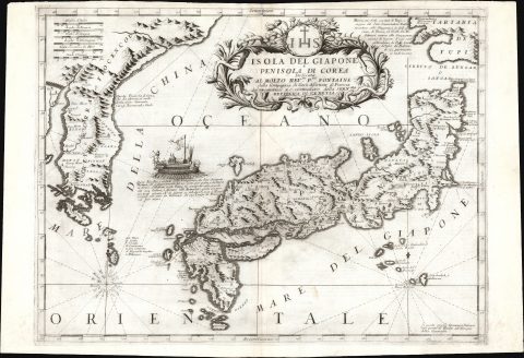 1692 Coronelli Map of Japan and Korea