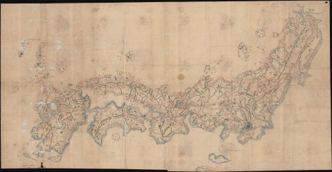1800 Japanese Manuscript Wall Map of Japan