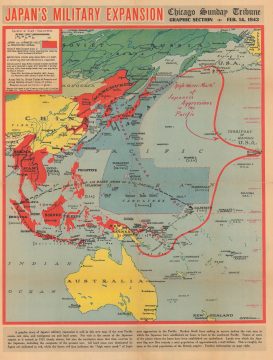 1943 Wisner Map of the Japanese Empire During WWII for the <i>Chicago Sunday Tribune</i>