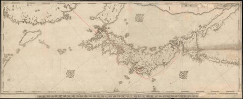 1890 Japanese Map Tracing a Steamship Voyage from Hokkaido to Shanghai