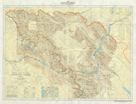 1939 Topographic Map of Jasper Park, Alberta, Canada (Rocky Mountains)