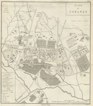 1854 Pharoah Map or Plan of Jalna, Maharashtra, India