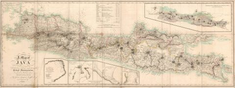 1817 Thomas Stamford Raffles Map of Java - first scientific map of Java!