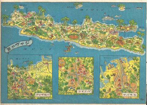 1930 Japanese Takesi Pictorial Map of Java