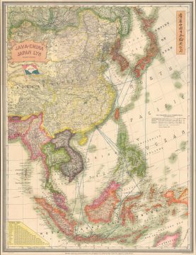 1930 Stanford Map of East Asa: Java-China Japan Steamship Line