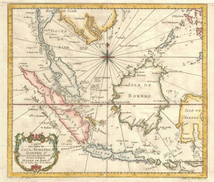 1750 Bellin Map of the East Indies (Sumatra, Malay, Java, Borneo)