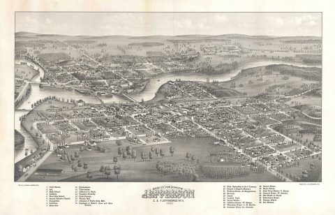 1875 Stoner Bird's-Eye View Map of Jefferson County, Wisconsin