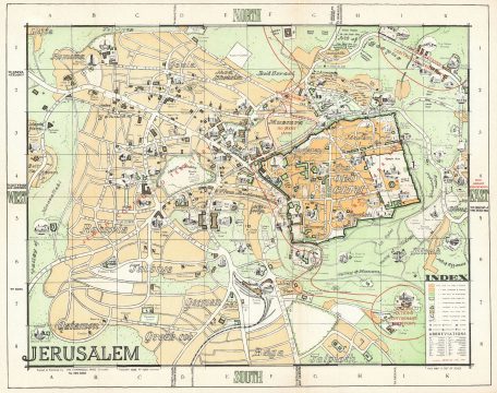 1964 Habesch The Commercial Press Pictorial City Plan or Map of Jerusalem