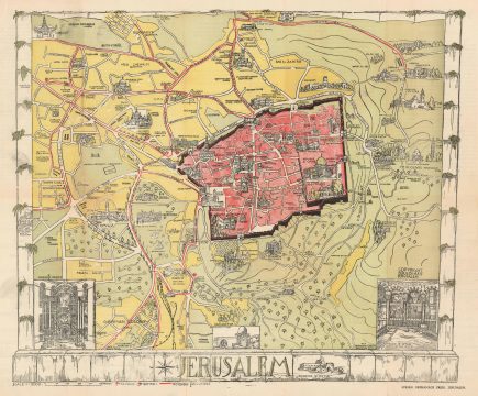 1935 Gauer Pictorial Map of Jerusalem, Israel