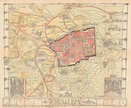 1935 Gauer Pictorial Map of Jerusalem, Israel