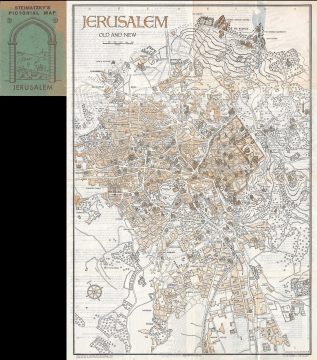 1942 Steimatzky Pictorial Map of Jerusalem