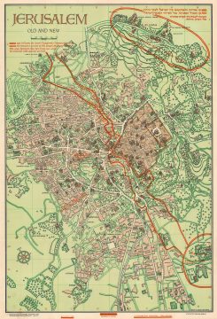 1949 Steimatzky Pictorial Map of Jerusalem