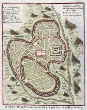 1730 Street Map or Plan of Jerusalem